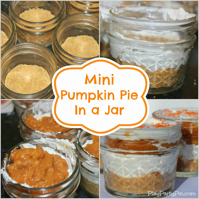Mini Pumpkin Pie in a Jar from playpartypin.com #pumpkin #pie #thanksgiving #jar